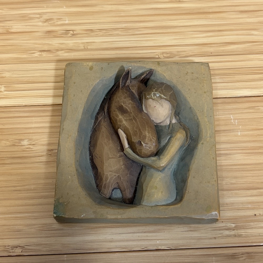 Willow Tree Quiet‎ Strength Sculptured Girl & Horse Equestrian Hanging Plaque